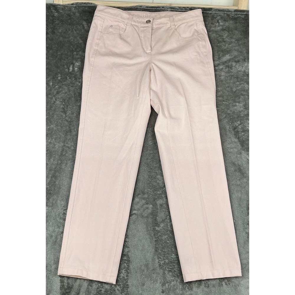 BASLER Women's Pink Denim Straight Leg Jeans Pants Stretch Size 42